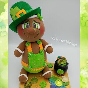 St. Patrick’s Day Gingerbread Girl Decor – Handmade Leprechaun Gingerbread